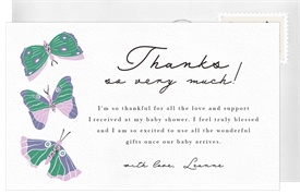 'Butterfly Kisses' Baby Shower Thank You Note