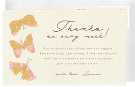 'Butterfly Kisses' Baby Shower Thank You Note