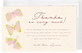 'Butterfly Kisses' Baby Shower Thank You Note