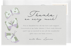 'Butterfly Kisses' Baby Shower Thank You Note