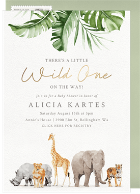 'Watercolor Jungle' Baby Shower Invitation