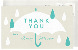 'Bold Raindrops' Baby Shower Thank You Note