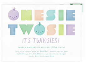 'Twinsies' Baby Shower Invitation