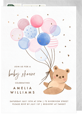 'Floating Bear' Baby Shower Invitation