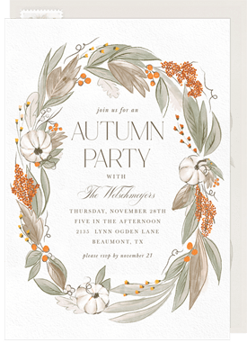 'Pumpkin Greenery' Entertaining Invitation