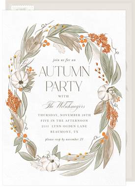 'Pumpkin Greenery' Fall Party Invitation