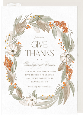 'Pumpkin Greenery' Thanksgiving Invitation