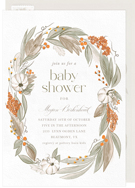 'Pumpkin Greenery' Baby Shower Invitation