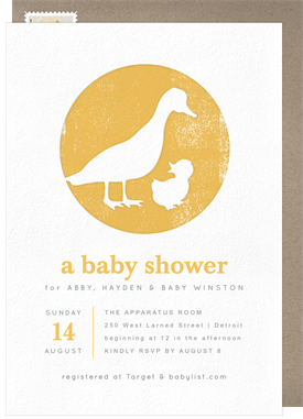 'Letterpress Ducks' Baby Shower Invitation