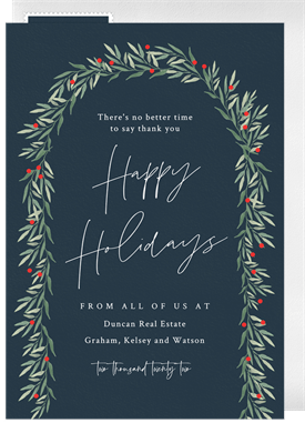 'Holly Garland' Business Holiday Greetings Card