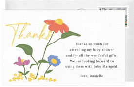 'Funky Wildflower Blooms' Baby Shower Thank You Note