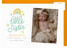 'Rainbow Little Sister' Birth Announcement