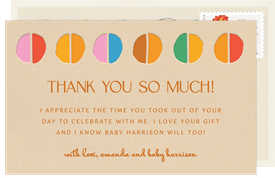 'Colorful Half Circles' Baby Shower Thank You Note
