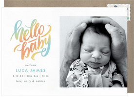 'Handlettered Hello' Birth Announcement