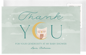 'Whoo's Due' Baby Shower Thank You Note