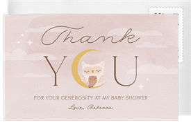 'Whoo's Due' Baby Shower Thank You Note