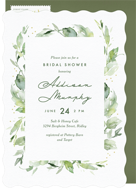'Scalloped Greenery' Bridal Shower Invitation