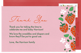 'Berry Sweet' Baby Shower Thank You Note
