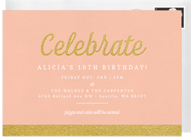 'Celebrate Glitter' Kids Birthday Invitation
