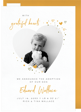 'Grateful Hearts' Birth Announcement