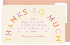 'Over The Rainbow' Baby Shower Thank You Note