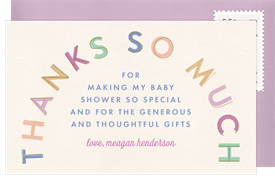 'Over The Rainbow' Baby Shower Thank You Note