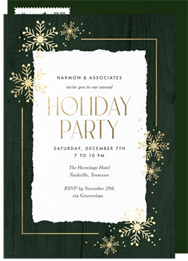 'Wooded Snowflakes' Business Holiday Party Invitation