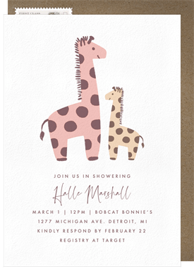 'Adorable Giraffes' Baby Shower Invitation