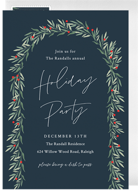'Holly Garland' Holiday Party Invitation