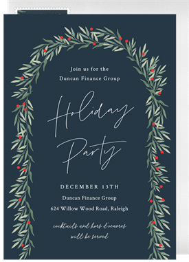 'Holly Garland' Business Holiday Party Invitation