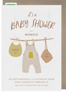 'Baby Overalls' Baby Shower Invitation