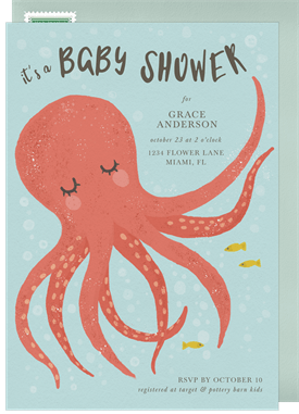 'Friendly Octopus' Baby Shower Invitation
