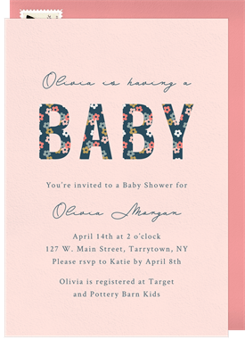 'Baby Mod Flowers' Baby Shower Invitation