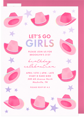 'Let's Go Girls' Adult Birthday Invitation