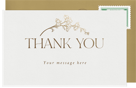 'Gilded Floral Cross' Wedding Thank You Note