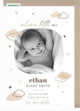 'Whimsical Clouds' Birth Announcement