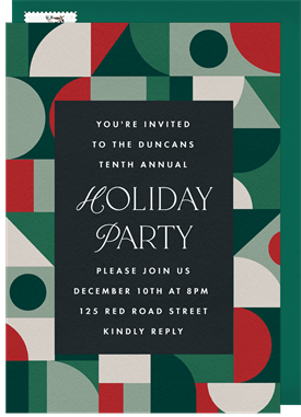 'Abstract Ornament Border' Holiday Party Invitation