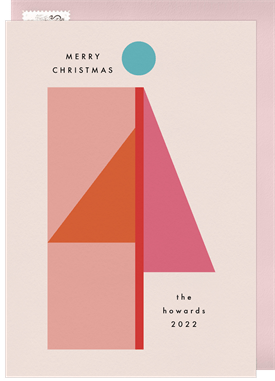 'Colorblock Geometric Tree' Holiday Greetings Card