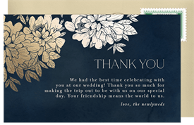 'Luxe Florals' Wedding Thank You Note
