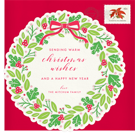 'Letterpress Wreath' Holiday Greetings Card