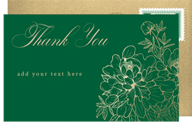 'Sketched Florals' Wedding Thank You Note