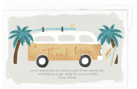 'Surfboard Baby' Baby Shower Thank You Note