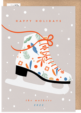 'Patterned Ice Skate' Holiday Greetings Card
