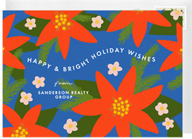 'Bold Poinsettia' Business Holiday Greetings Card