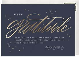 'Lettered Gratitude' Business Holiday Greetings Card