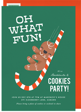 'Spicy Gingerbread Man' Christmas Party Invitation