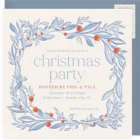 'Letterpress Holly' Christmas Party Invitation