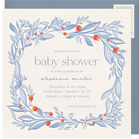 'Letterpress Holly' Baby Shower Invitation