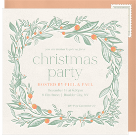 'Letterpress Holly' Christmas Party Invitation