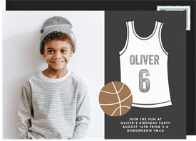 'Basketball Jersey' Kids Birthday Invitation